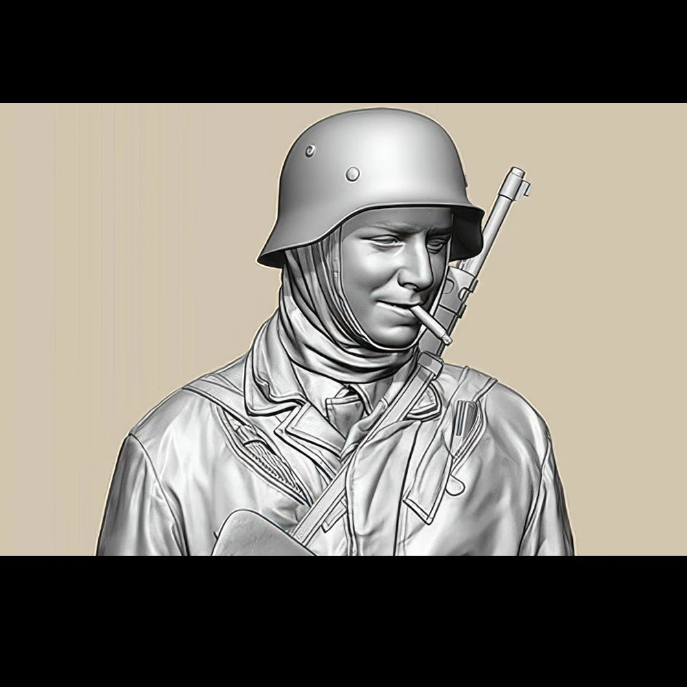1/35 WWII German Infantry Alert with Gas Mask, Resin Model Figure Kit, Unassembled and Unpainted