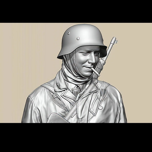 1/35 WWII German Infantry Alert with Gas Mask, Resin Model Figure Kit, Unassembled and Unpainted