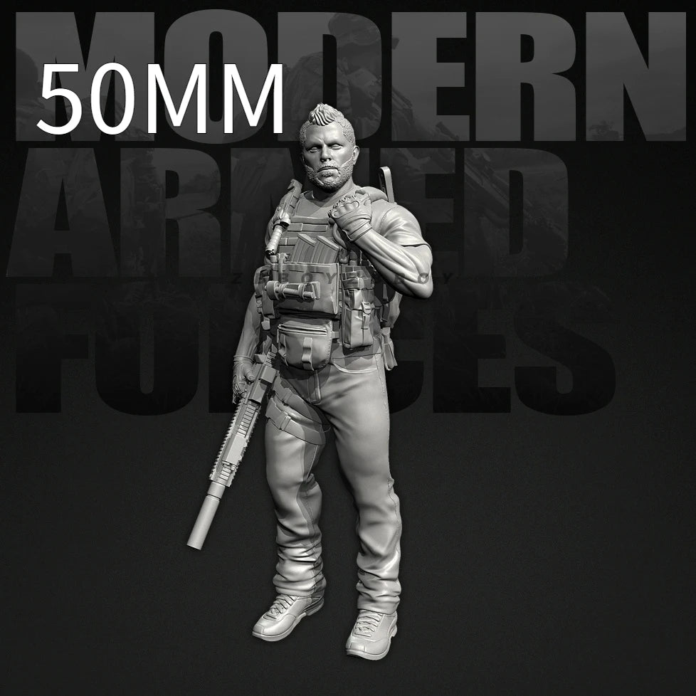 50mm Modern Commando with Combat Rifle, Resin Model Figure Kit, Unassembled and Unpainted