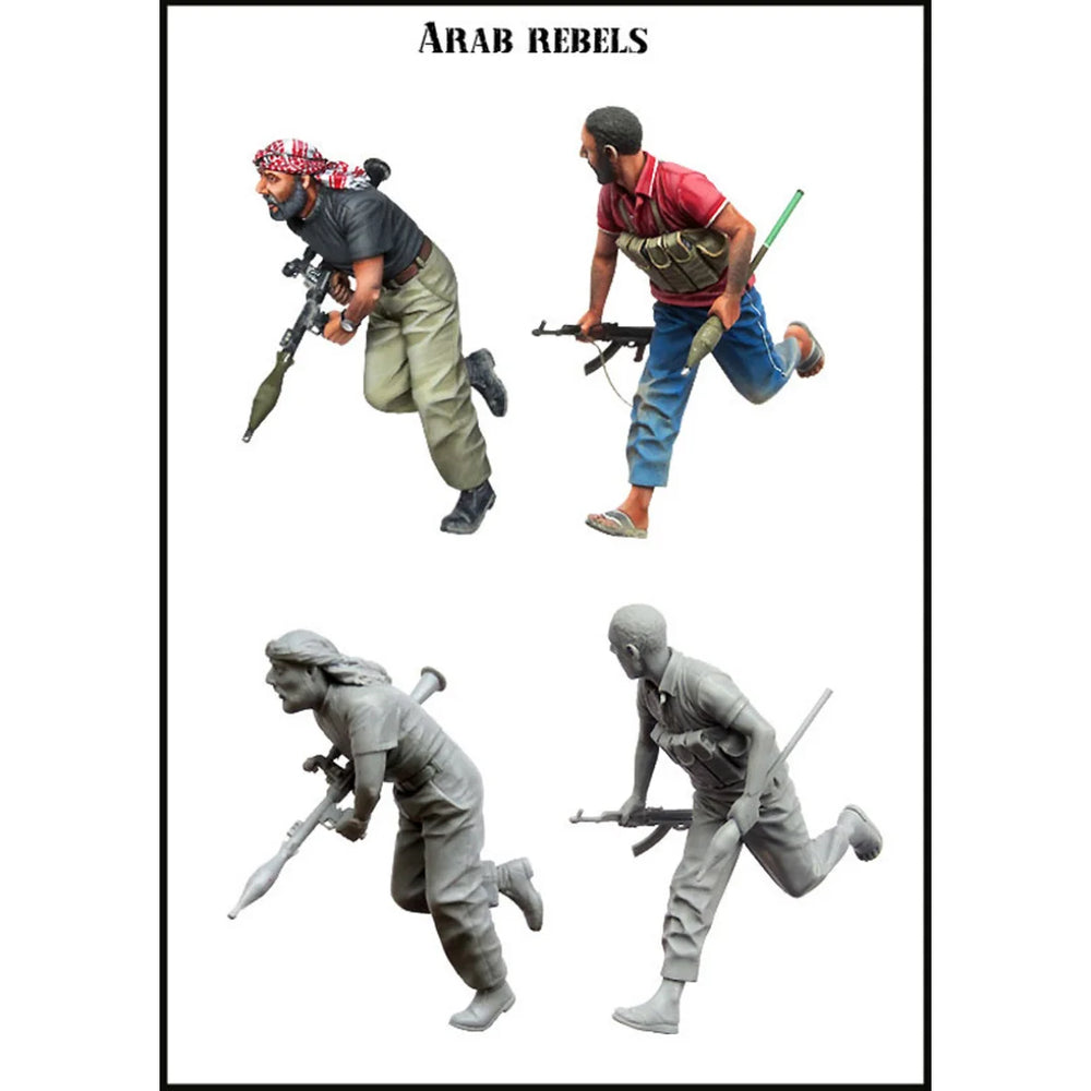 1/35 Modern Arab Fighter in Keffiyeh Advancing with Rifle, Resin Model Figure Kit, Unassembled and Unpainted