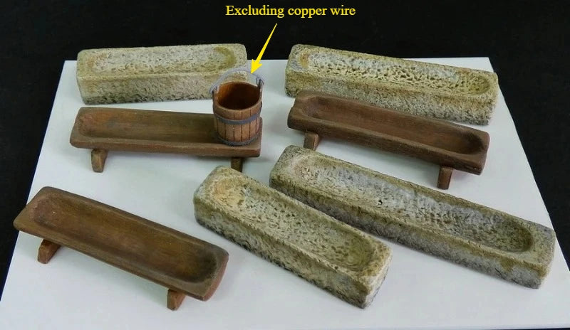 1/35 Wooden & Stone Feed-Troughs, Resin Model Terrain Kit, Historical Theme, Unpainted