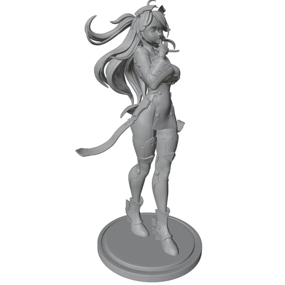 1/24 Long-Haired Anime Female in Red Tactical Suit, Resin Model Figure Kit, Anime Theme, Unassembled and Unpainted