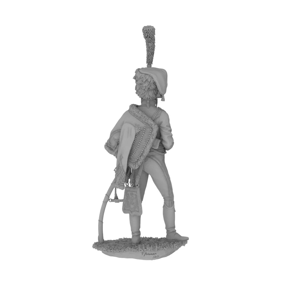 1/24 Napoleonic Officer Bearskin Hat with Gold Frogging, Resin Model Figure Kit, Unassembled and Unpainted