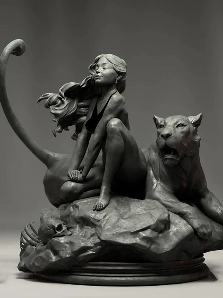 1/24 Succubus with Demon Beast, 2 Figures, Resin Model Figure Kit, Fantasy Theme, Unassembled and Unpainted