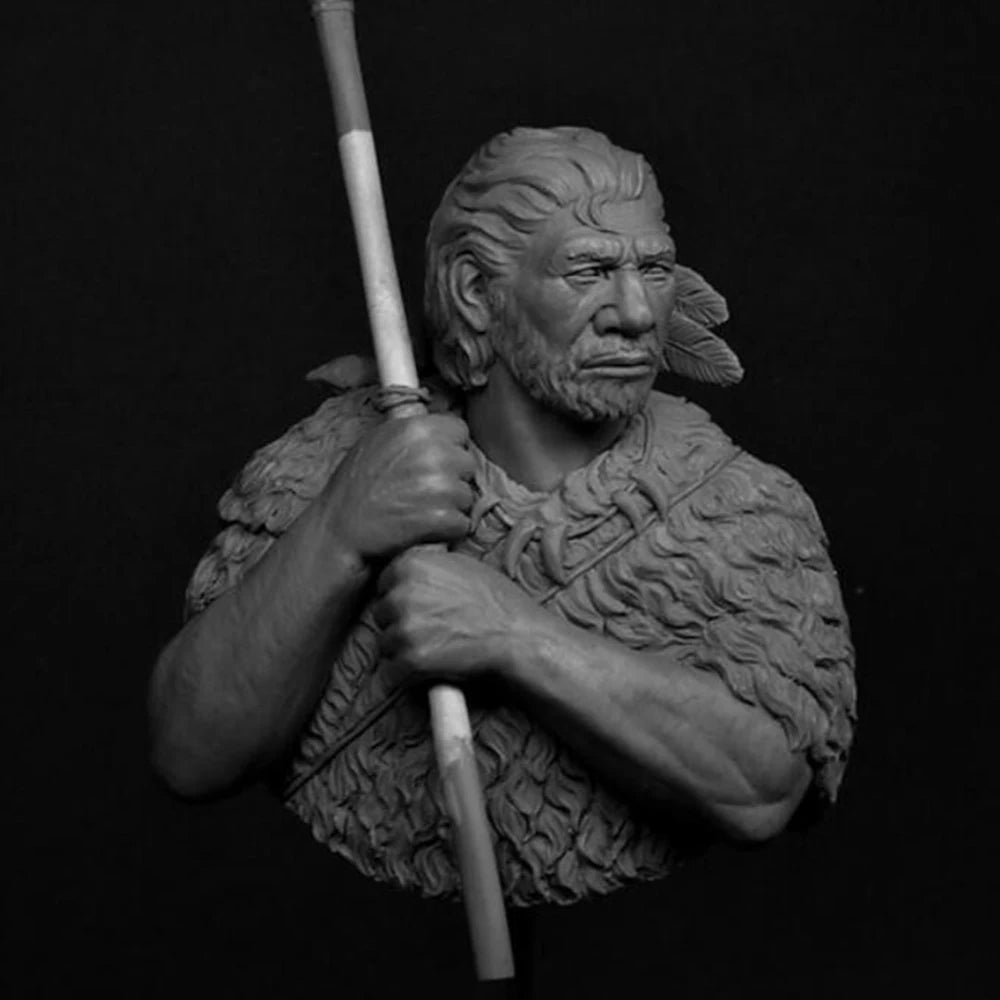 1/10 Medieval Feathered Barbarian Warrior with Axe, Resin Model Bust Kit, Unassembled and Unpainted