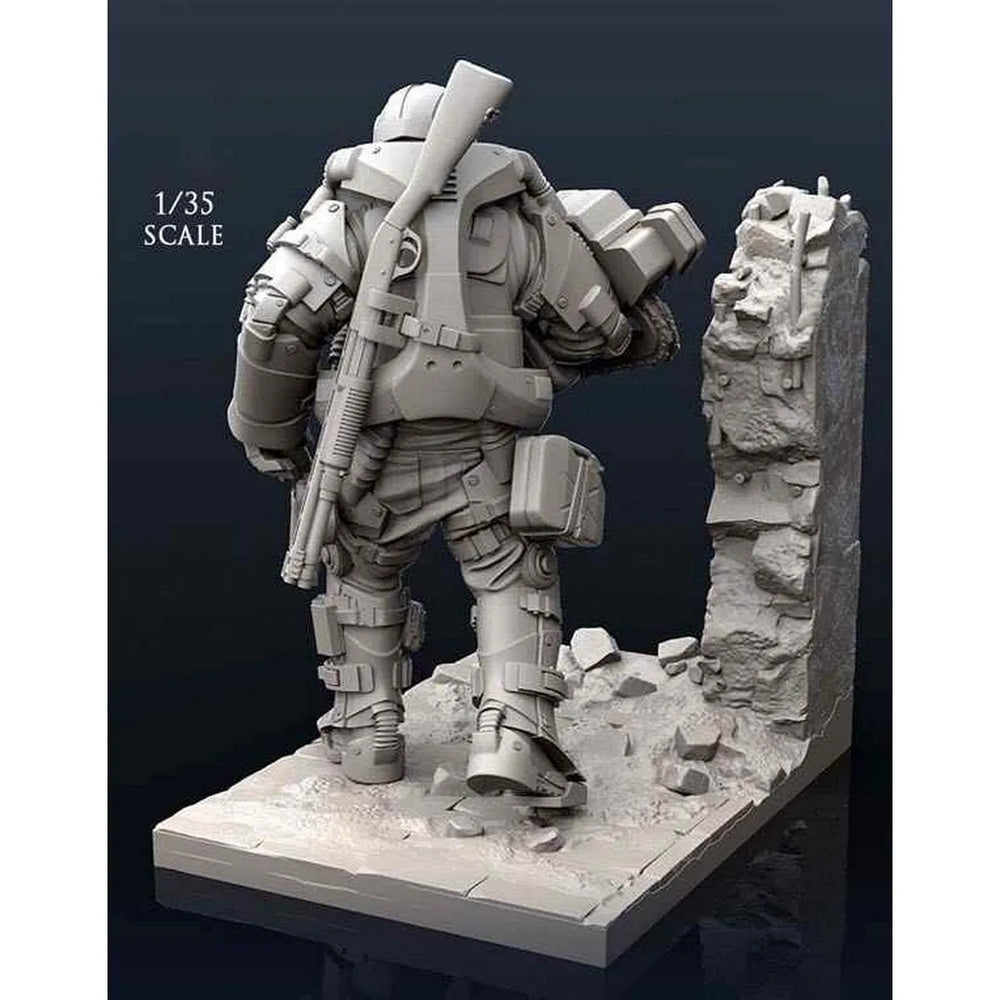 1/35 Armored Soldier, Resin Model Figure Kit, Sci-Fi Theme, Unassembled and Unpainted