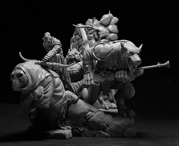 1/24 Warriors with Ornate Armor, 4 Figures, Resin Model Figure Kit, Fantasy Theme, Unassembled and Unpainted