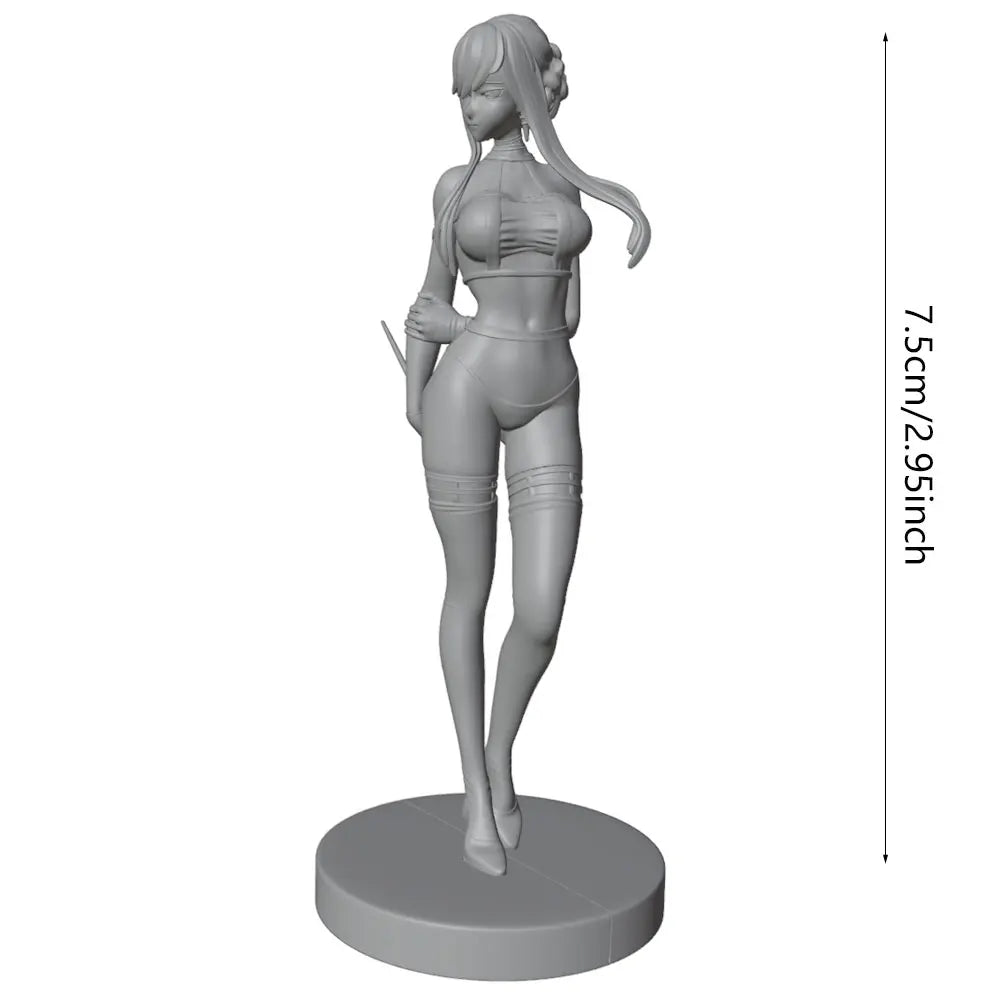 75mm Anime Warrior Woman, Resin Model Figure Kit, Unassembled and Unpainted