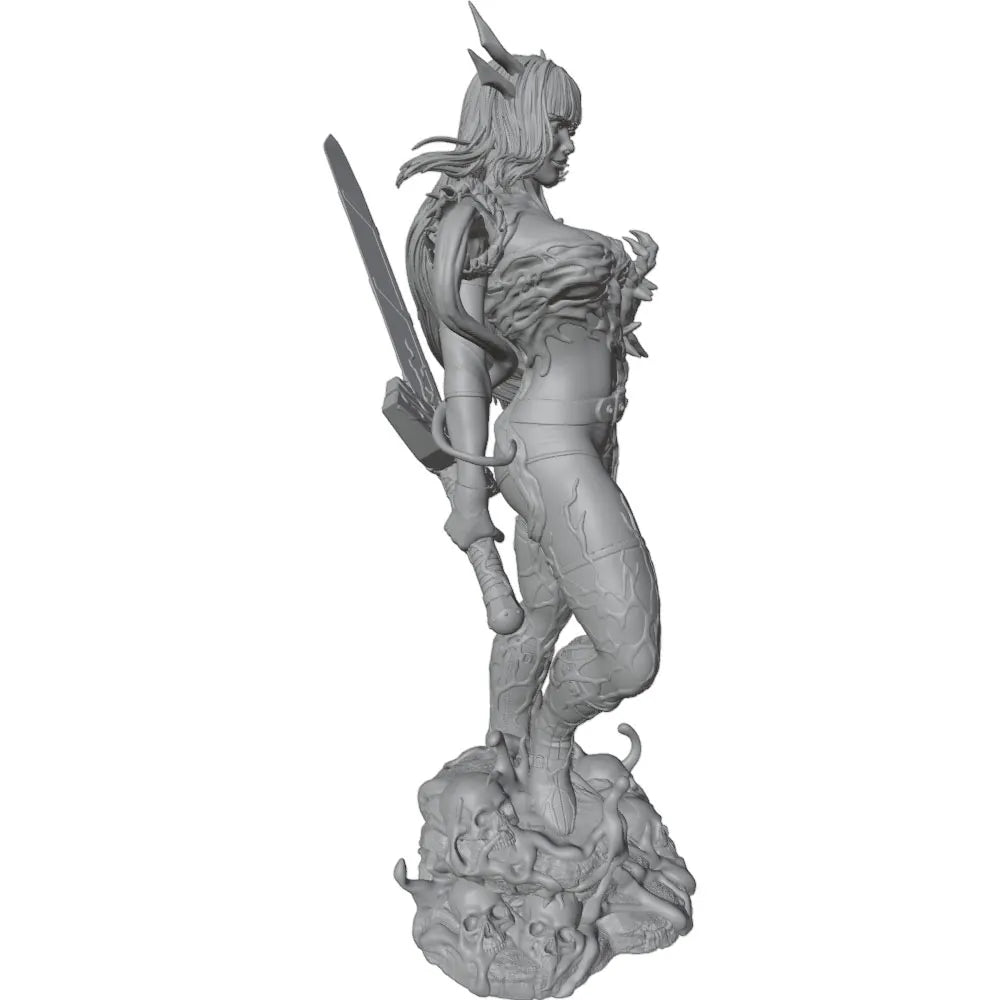 1/24 Horned Demon Warrior with Greatsword, Resin Model Figure Kit, Fantasy Theme, Unassembled and Unpainted