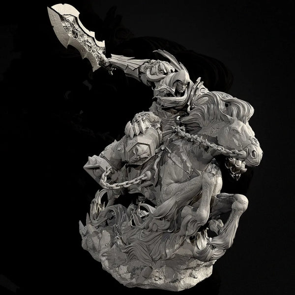 50mm Demonic Cavalry with Curved Horns and Varied Weapons, 3 Figures, Resin Model Figure Kit, Fantasy Theme, Unassembled and Unpainted