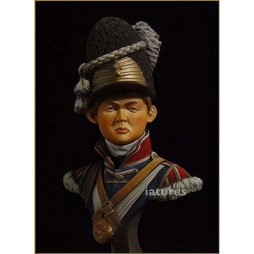 1/10 Napoleonic 18th Century Welsh Infantry Drummer, Resin Model Bust Kit, Unassembled and Unpainted