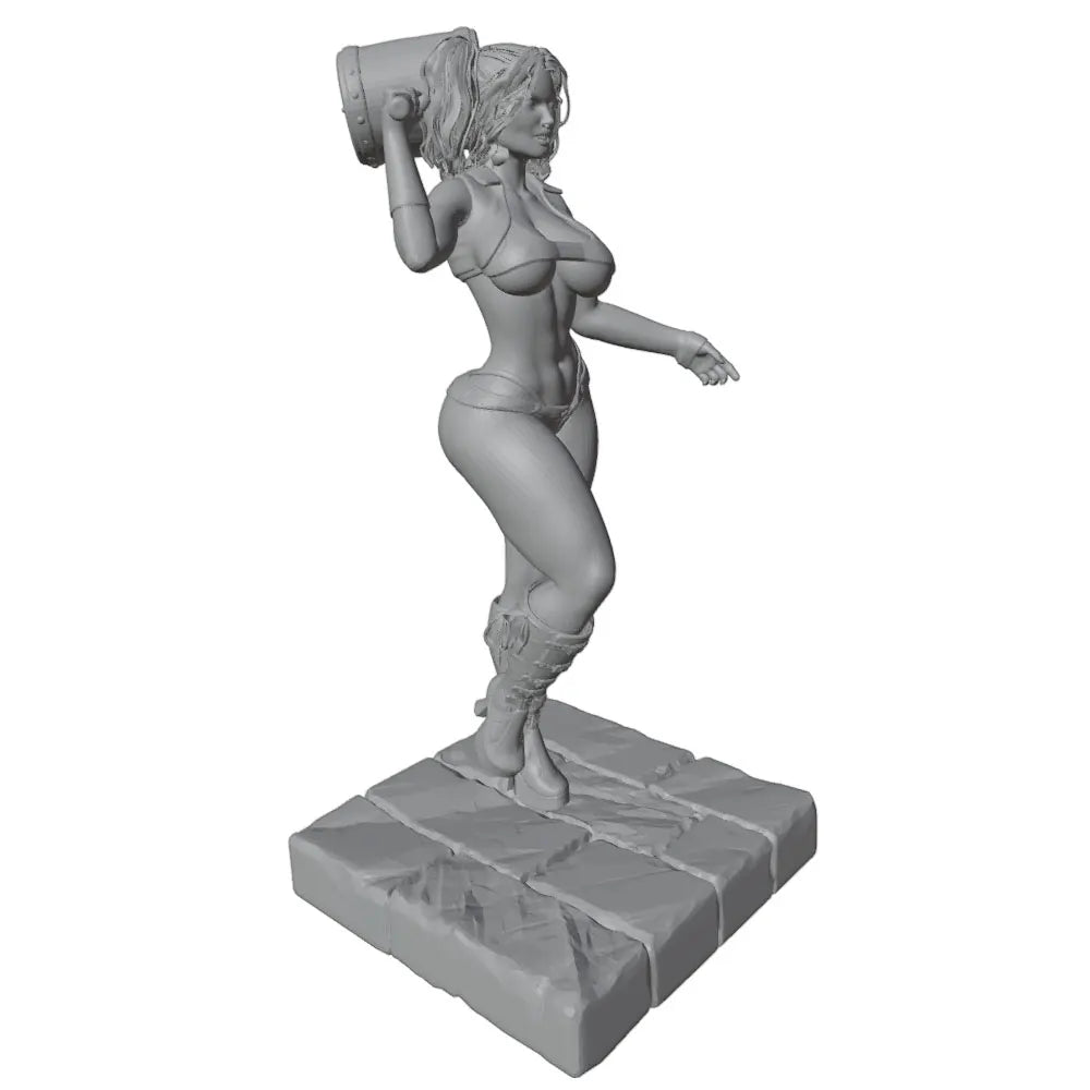 1/24 Blonde Pin-up Warrior with Axe, Resin Model Figure Kit, Unassembled and Unpainted