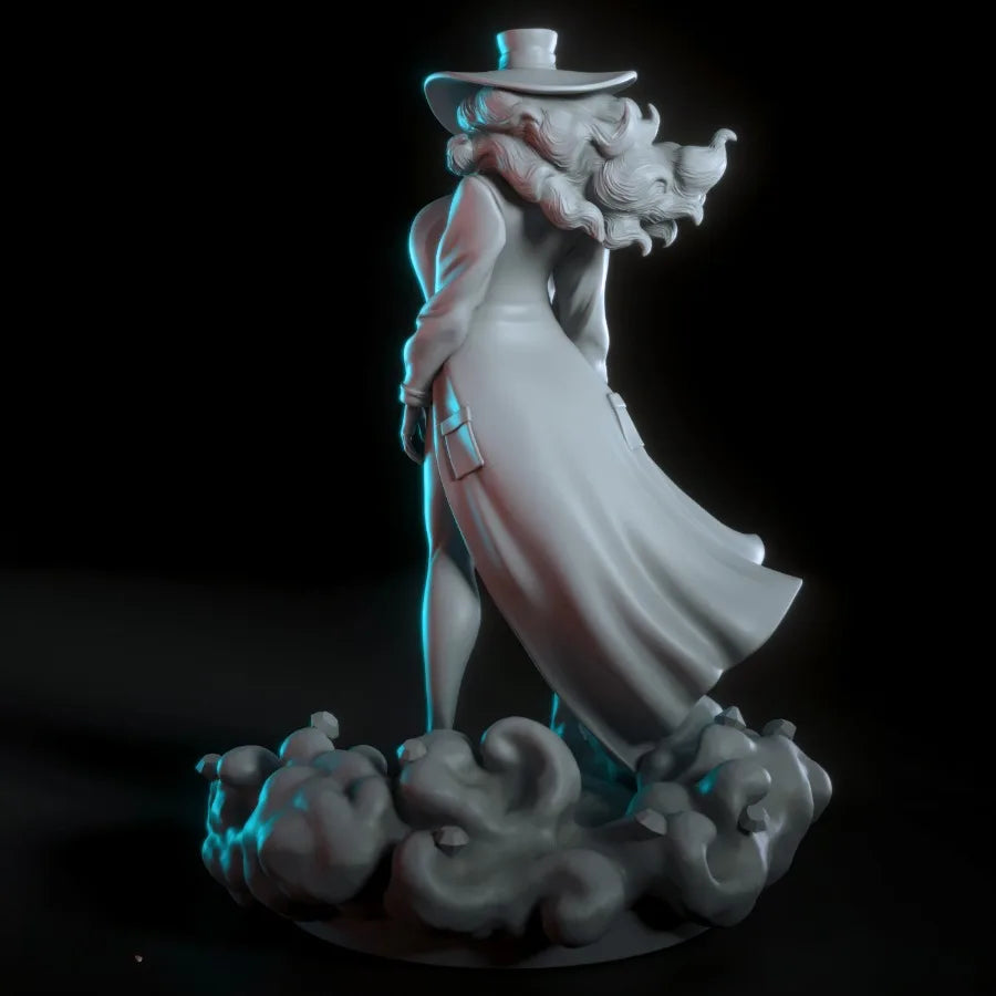 1/24 Sorceress in Crimson Hat and Flowing Cape, Resin Model Figure Kit, Fantasy Theme, Unassembled and Unpainted