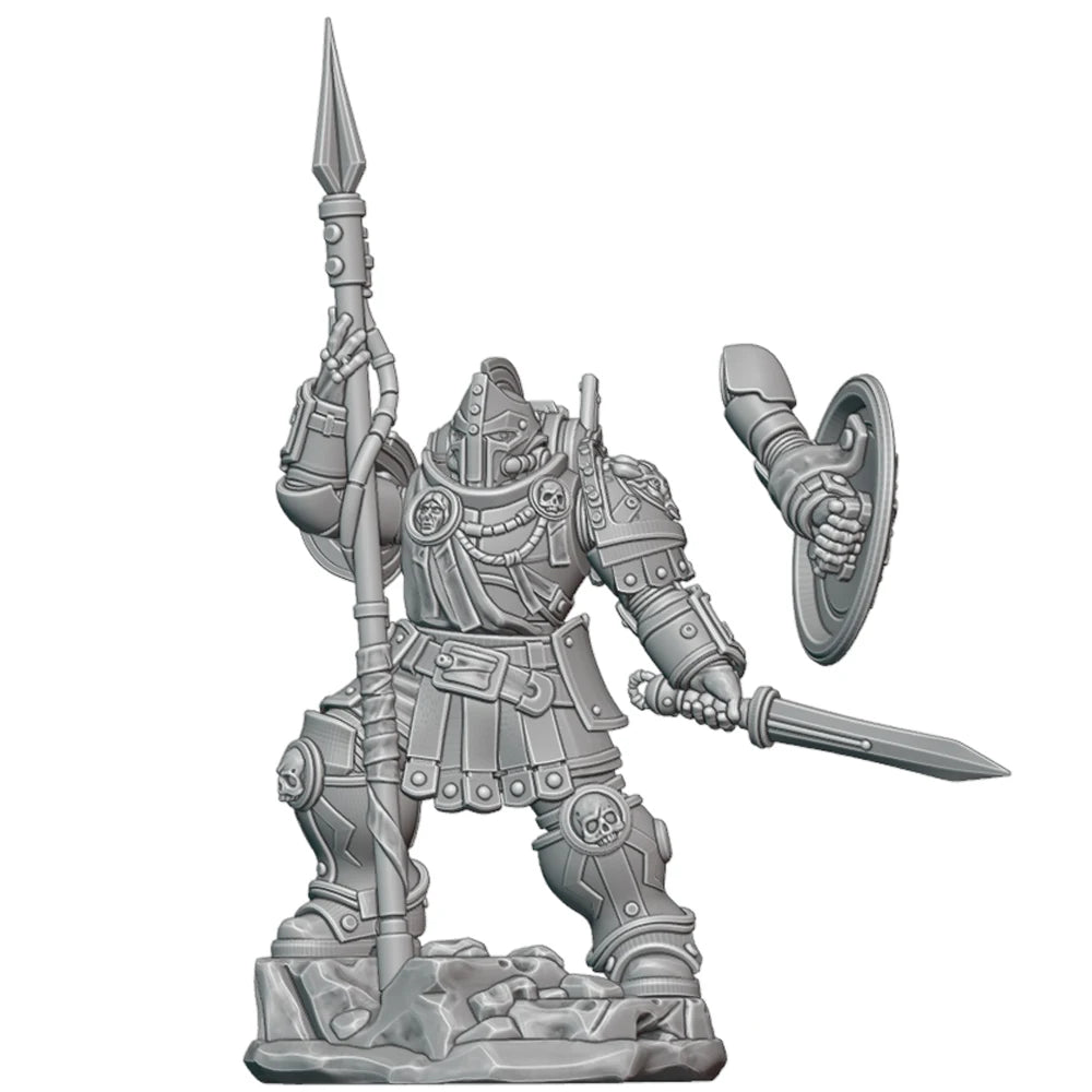 70mm Ornate Plate Knight with Halberd and Shield, Resin Model Figure Kit, Fantasy Theme, Unassembled and Unpainted