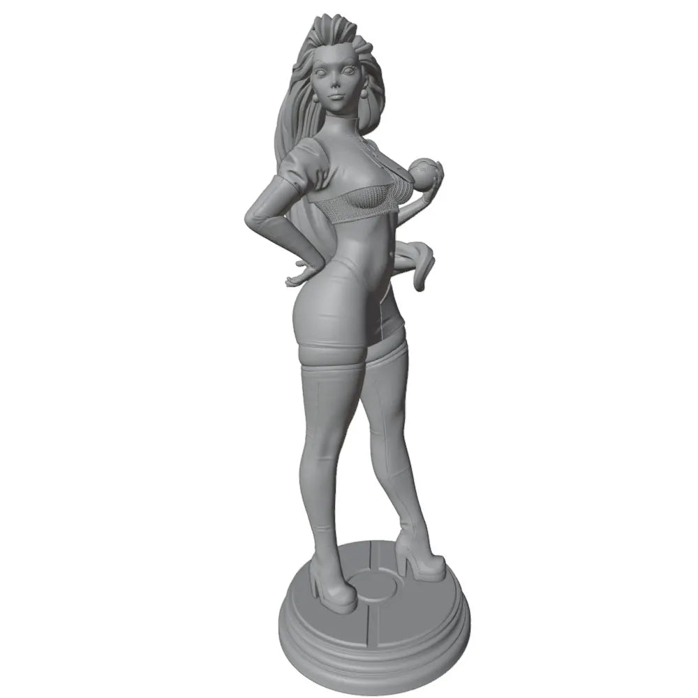 75mm Blonde Pin-up in Red Crop Top and Blue Shorts, Resin Model Figure Kit, Unassembled and Unpainted