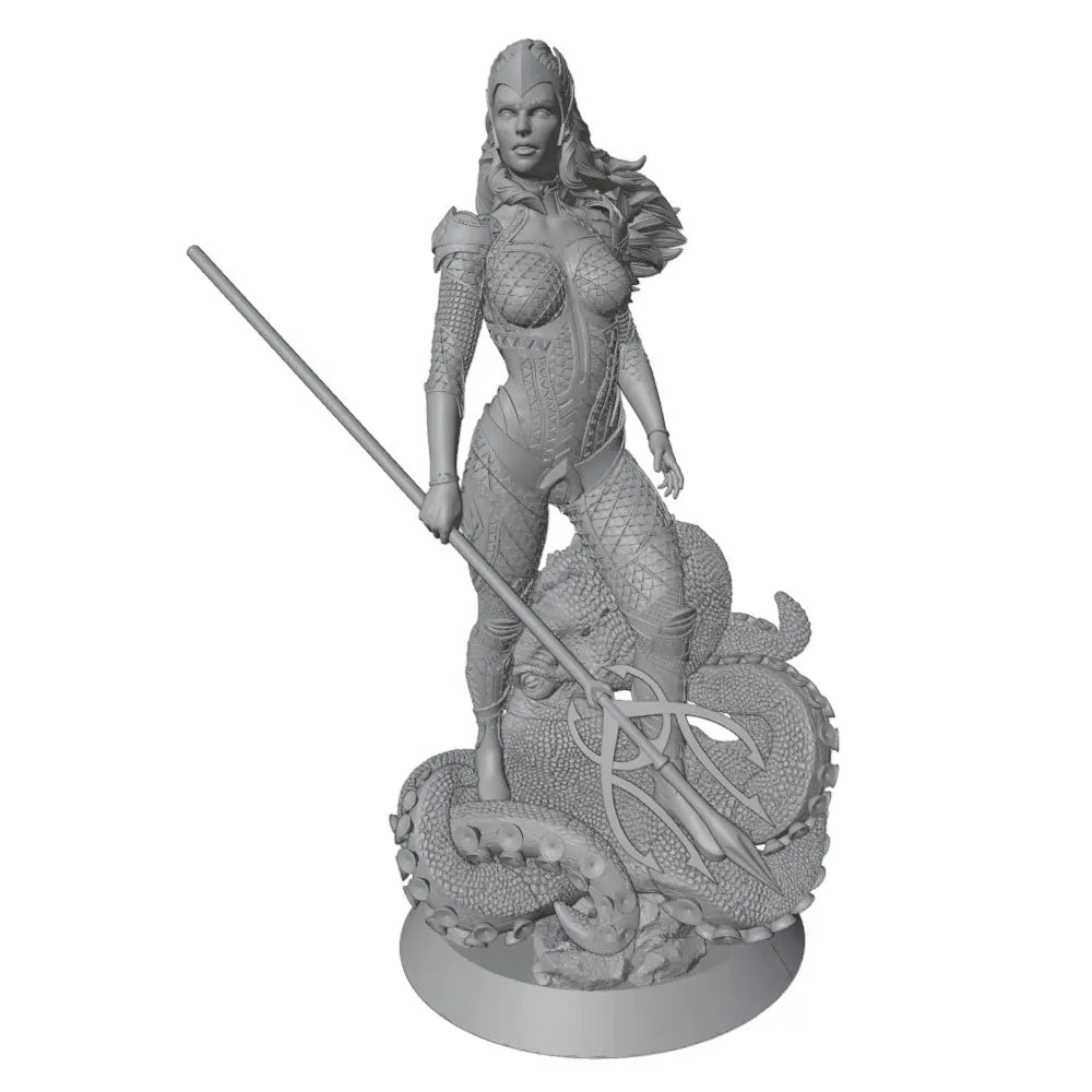 1/24 Female Warrior Atop Giant Octopus, Resin Model Figure Kit, Fantasy Theme, Unassembled and Unpainted