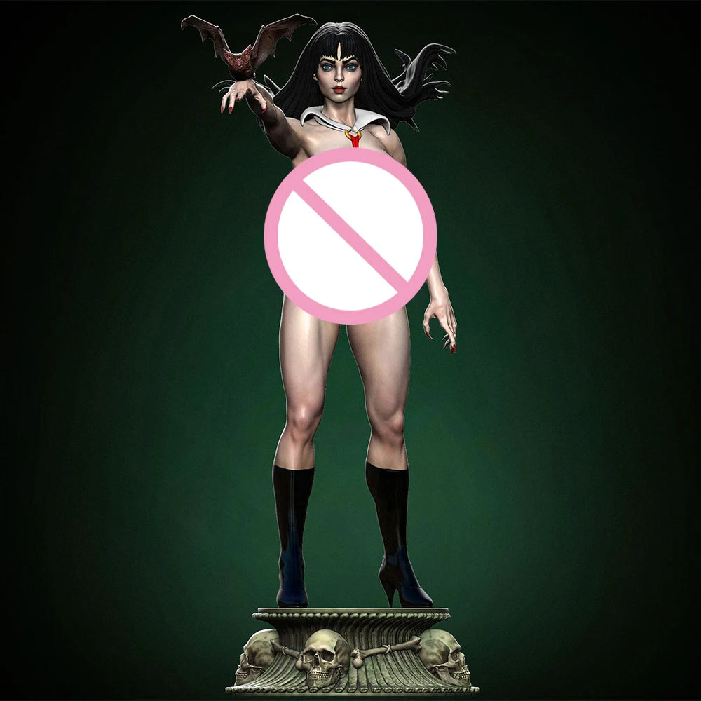 1/24 Succubus with Large Bat Wings and Skull Base, Resin Model Figure Kit, Unassembled and Unpainted