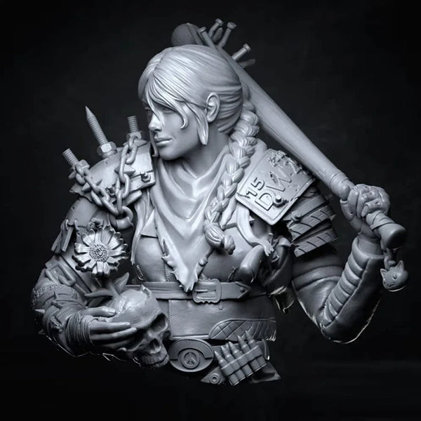 1/10 Medieval Dragon Warrior Queen with Crown, Resin Model Bust Kit, Unassembled and Unpainted