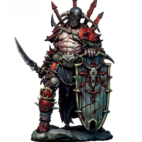 75mm Orc Warlord with Horned Crown, Resin Model Figure Kit, Fantasy Theme, Unassembled and Unpainted