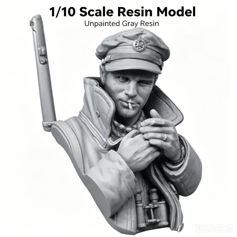 1/10 WWII German Infantryman with Rifle, Resin Model Bust Kit, Unassembled and Unpainted