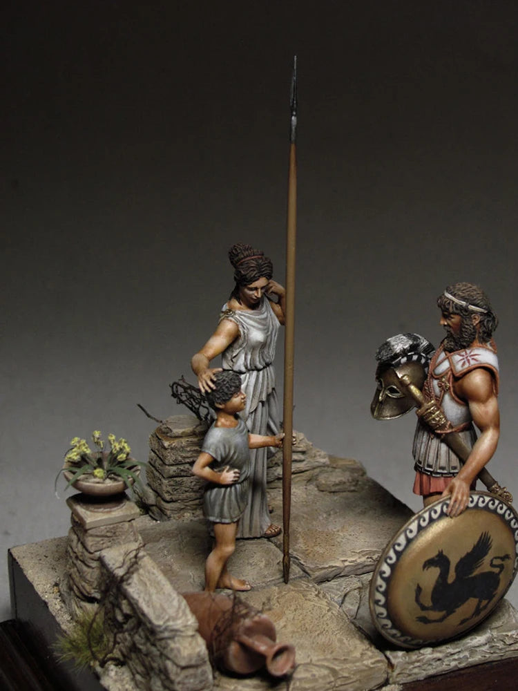 54mm Ancient Spartan Warriors, 3 Figures, Resin Model Figure Kit, Unassembled and Unpainted