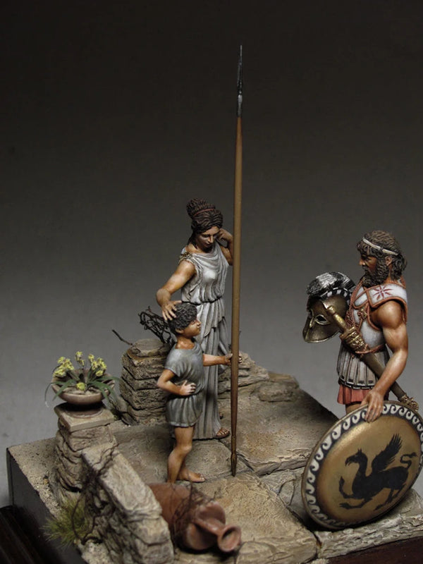 54mm Ancient Spartan Warriors, 3 Figures, Resin Model Figure Kit, Unassembled and Unpainted