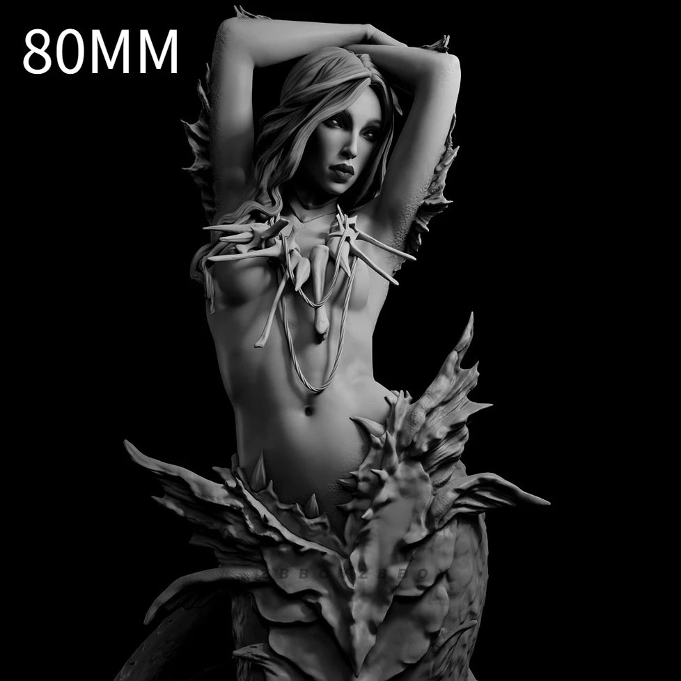 80mm Dragon Girl Fantasy, Resin Model Figure Kit, Fantasy Theme, Unassembled and Unpainted