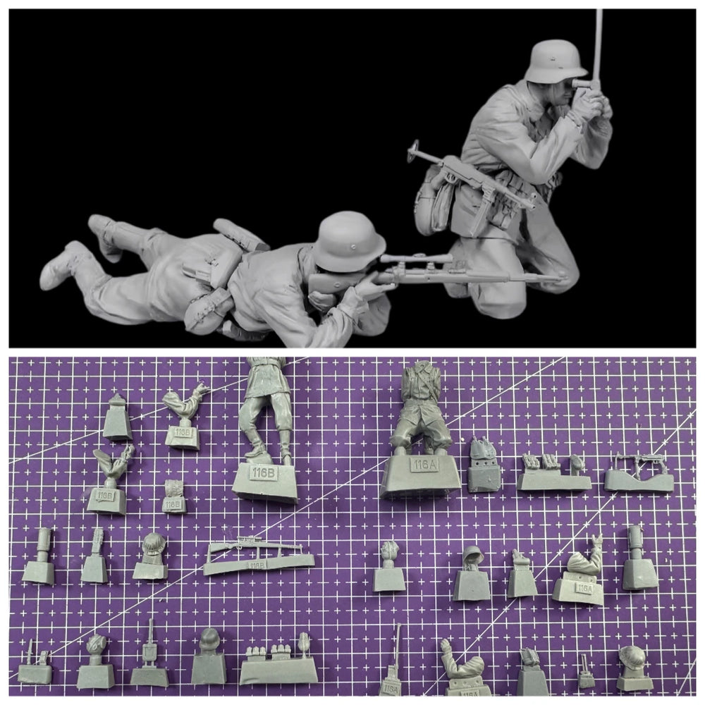 1/35 WWII German Sniper Team, 2 Figures, Resin Model Figure Kit, Unassembled and Unpainted