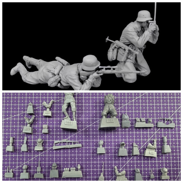 1/35 WWII German Sniper Team, 2 Figures, Resin Model Figure Kit, Unassembled and Unpainted