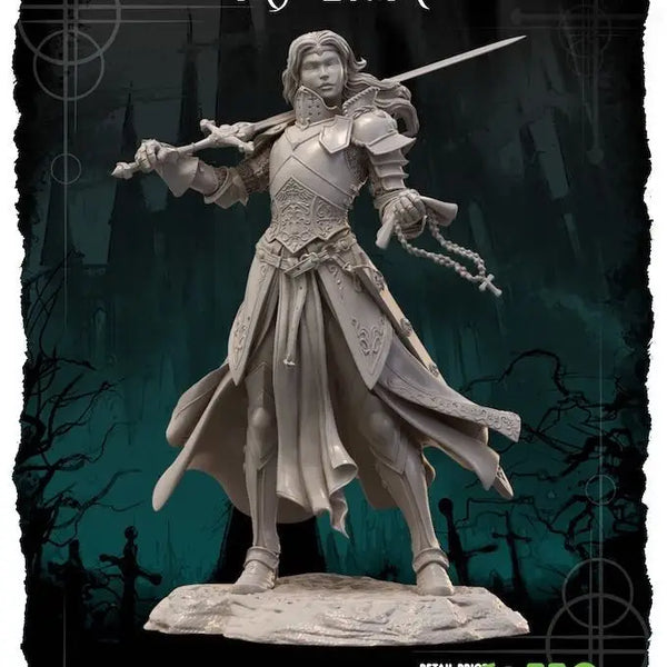 1/24 Armored Sorceress with Raised Staff, Resin Model Figure Kit, Fantasy Theme, Unassembled and Unpainted