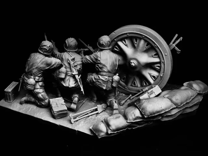 1/16 WWII 101st Airborne Artillery, 3 Figures, Resin Model Figure Kit, Unassembled and Unpainted