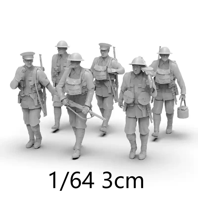 1/35 WWI British Infantry Squad Advancing with Rifles, 8 Figures, Resin Model Figure Kit, Unassembled and Unpainted