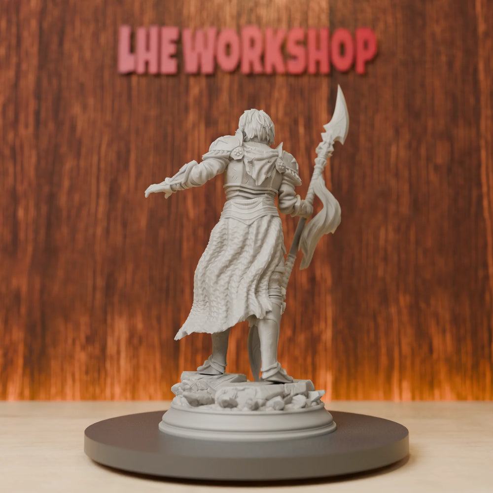 75mm Polearm Paladin, Resin Model Figure Kit, Fantasy Theme, Unassembled and Unpainted