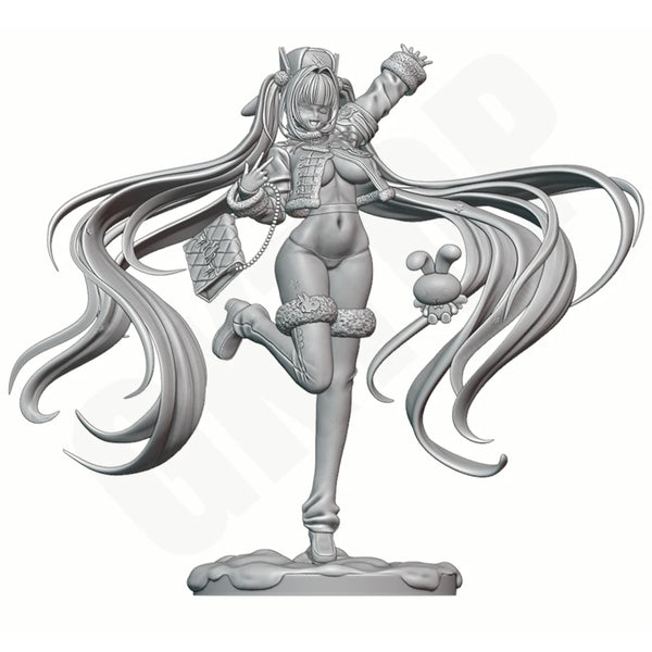 1/24 Winter Rabbit Ear Girl, Resin Model Figure Kit, Anime Theme, Unassembled and Unpainted