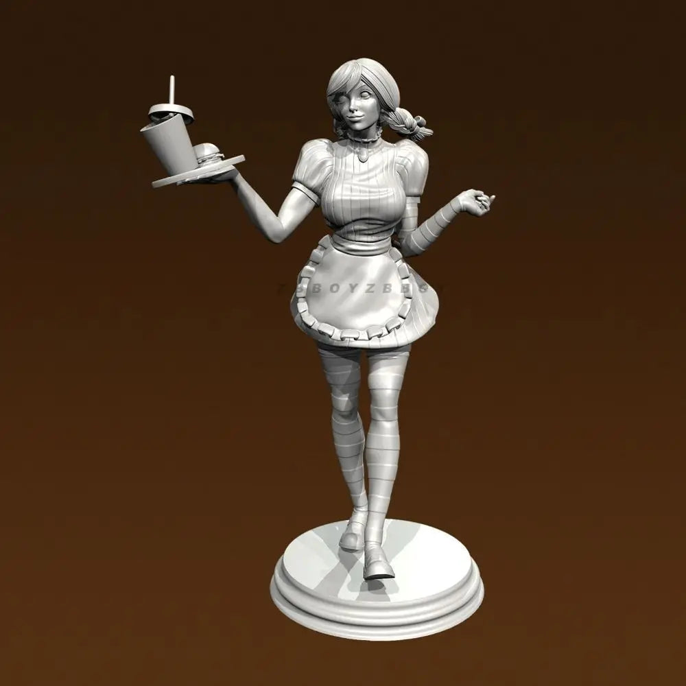50mm Modern Maid Delivery Girl, Resin Model Figure Kit, Historical Theme, Unassembled and Unpainted