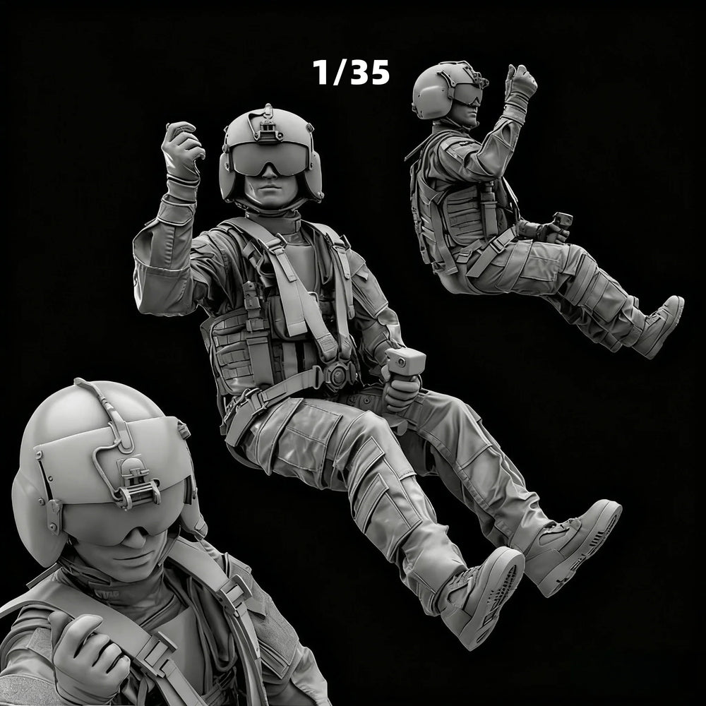 1/35 Modern American Helicopter Pilot, Resin Model Figure Kit, Unassembled and Unpainted