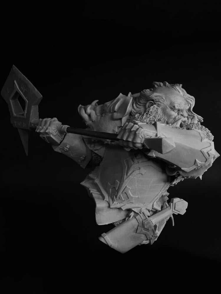 1/10 Dwarf Axeman with Crescent Blade, Resin Model Bust Kit, Fantasy Theme, Unassembled and Unpainted