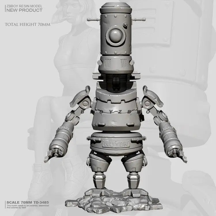 75mm Mecha Robot & Female Soldier, 2 Figures, Resin Model Figure Kit, Sci-Fi Theme, Unassembled and Unpainted