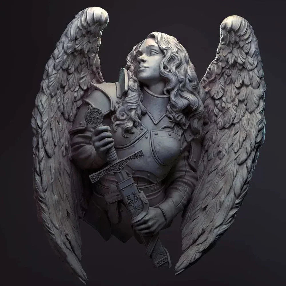 1/10 Medieval Female Angel Warrior, Resin Model Bust Kit, Unassembled and Unpainted