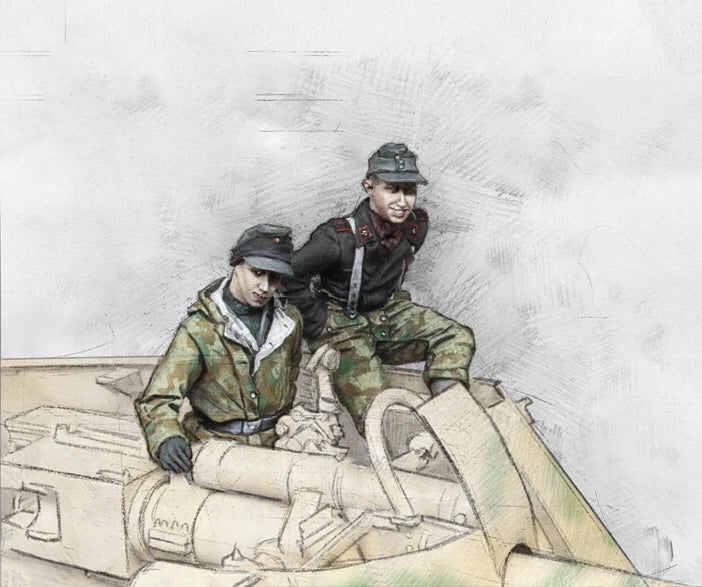1/35 WWII German Infantry with Mounted Cavalry Officer, 10 Figures, Resin Model Figure Kit, Unassembled and Unpainted