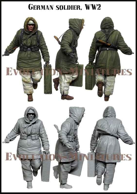 1/35 WWII German Infantry Mixed Uniforms, 4 Figures, Resin Model Figure Kit, Unassembled and Unpainted