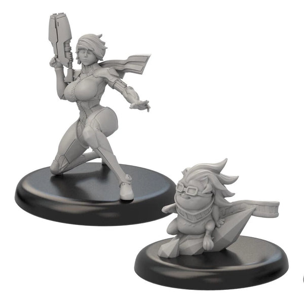 30mm Female Warriors & Demons, 5 Figures, Resin Model Figure Kit, Fantasy Theme, Unassembled and Unpainted
