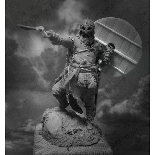 75mm Warrior with Shield and Staff, Resin Model Figure Kit, Fantasy Theme, Unassembled and Unpainted