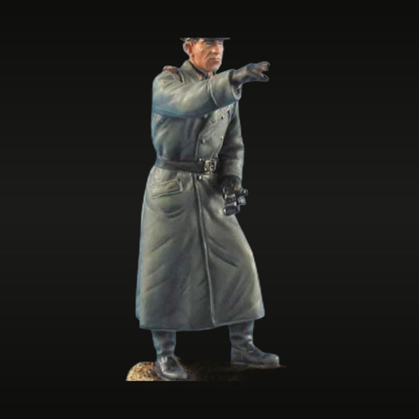 WWII German Officer in Greatcoat with Binoculars Pointing 1/35 Resin Figure Kit