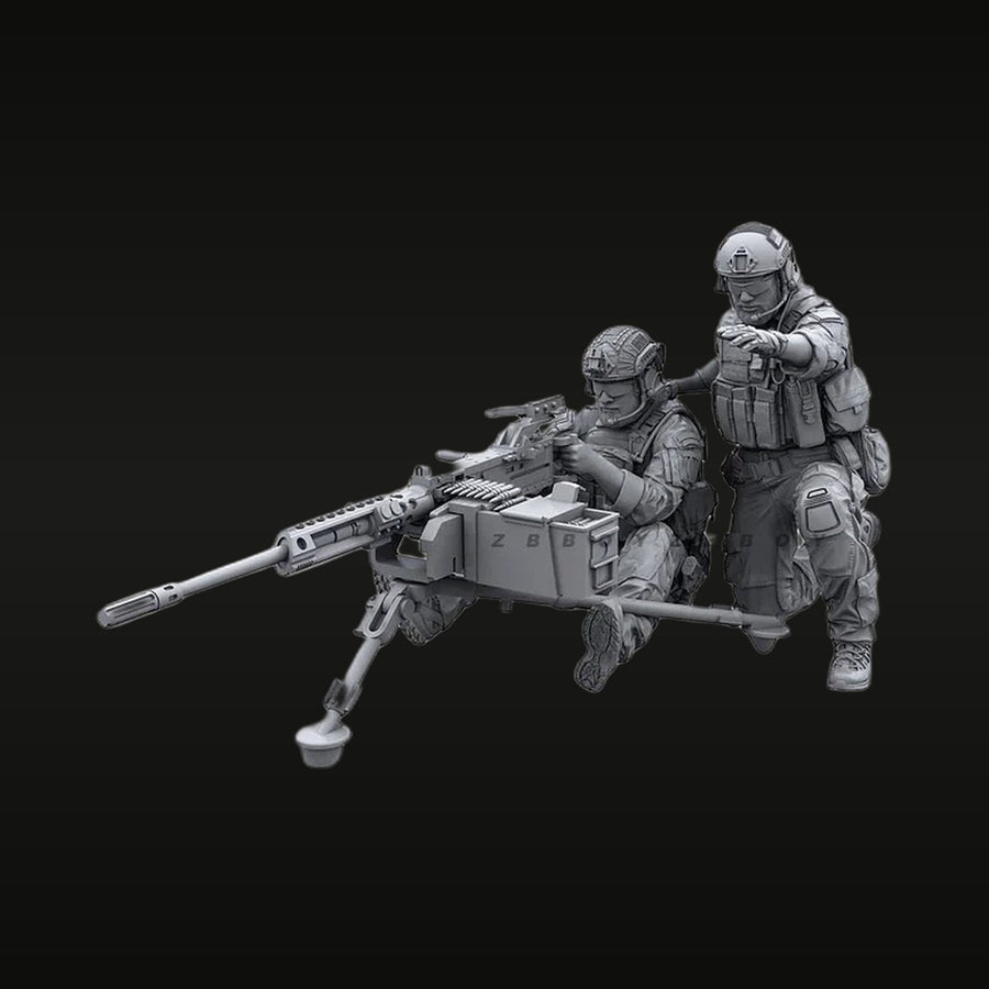 Modern Military Sniper Team Bolt-Action Rifle & Spotter 1/35 Resin Figure Set Kit - unpainted resin model kit