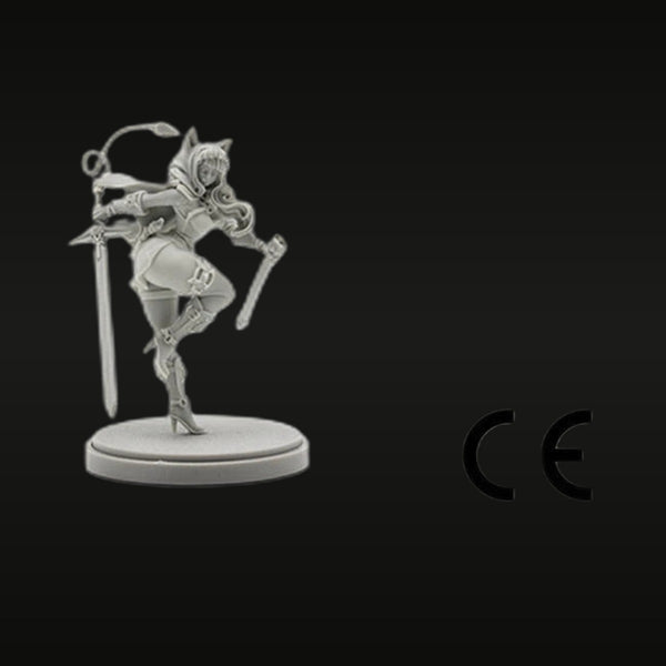 Fantasy Female Knight in Ornate Plate Armor with Sword 28mm Resin Figure Kit