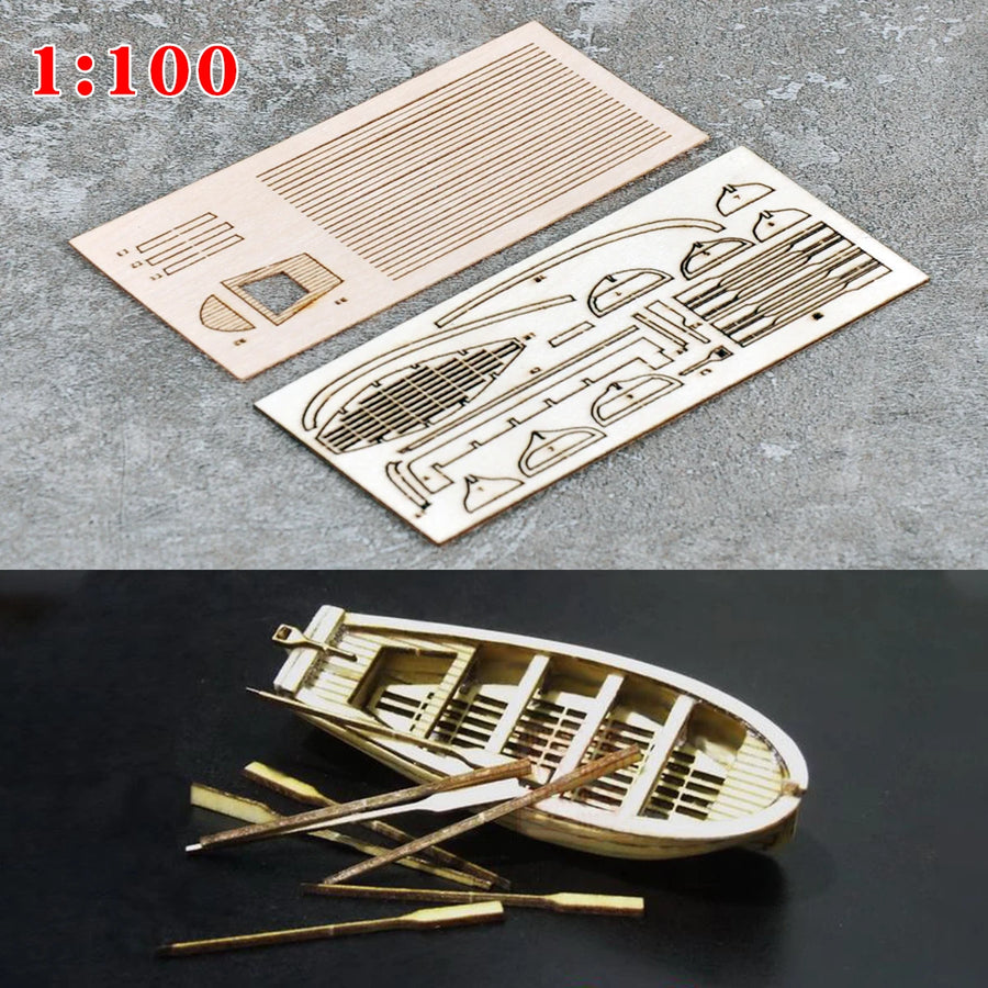 Classical Sailboat Sailing Ship Vessel Wood Wooden Skiff Dinghy Small Boat Lifeboat Working Ship Scale Model Kit 1/100