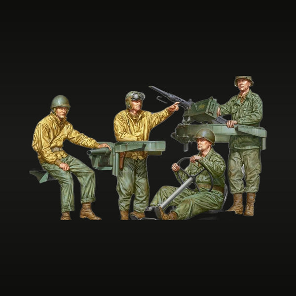 WWII US Army Machine Gun Crew 4-Figure Set 1/16 Resin Kit