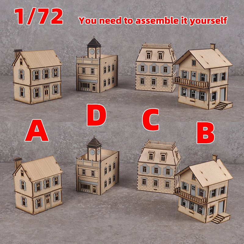 Assembly Architectural Model Sand Table Bell Tower Clock Tower Belfry Europe Building House Shop Diorama Scale Model Kit 1/72
