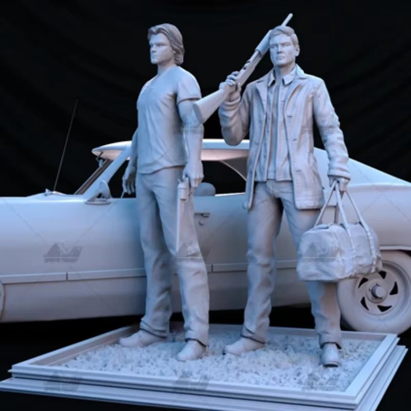1/24 Scale 75Mm Resin Figure Model Kit Supernctural Sam and Dean Assemble Miniature Unassembled and Unpainted Diorama Toy